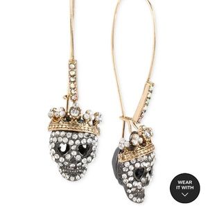 Betsey Johnson Two Tone Pave Skull Earrings